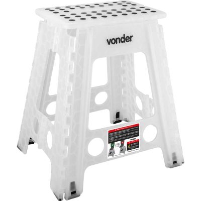 Banqueta Plástica Dobrável, Branca, Altura 450 Mm, Vonder