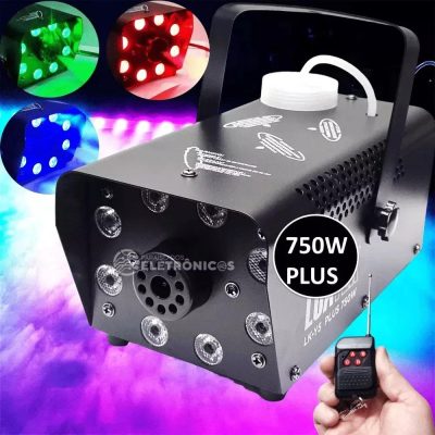 Máquina De Fumaça LKY5 plus 750w 8 Led Iluminação Rgb + Controle 110v/220v